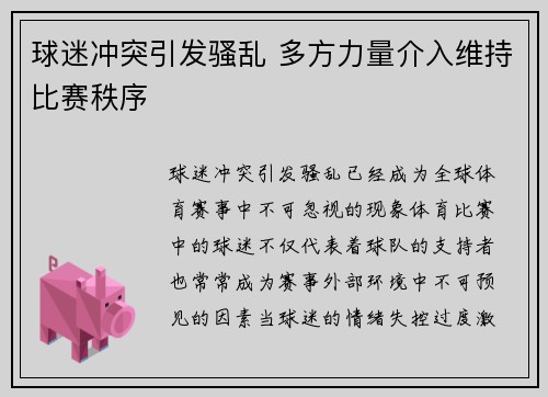 球迷冲突引发骚乱 多方力量介入维持比赛秩序